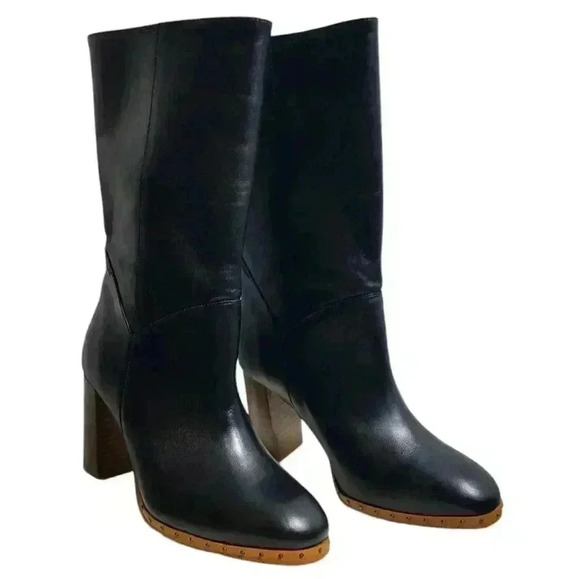 ALLSAINTS NWT Millie Leather Tall Black Ankle Boot Size EU 37 US 7 - Picture 4 of 12